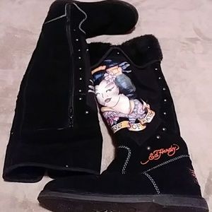 Ed Hardy barely ever worn boots